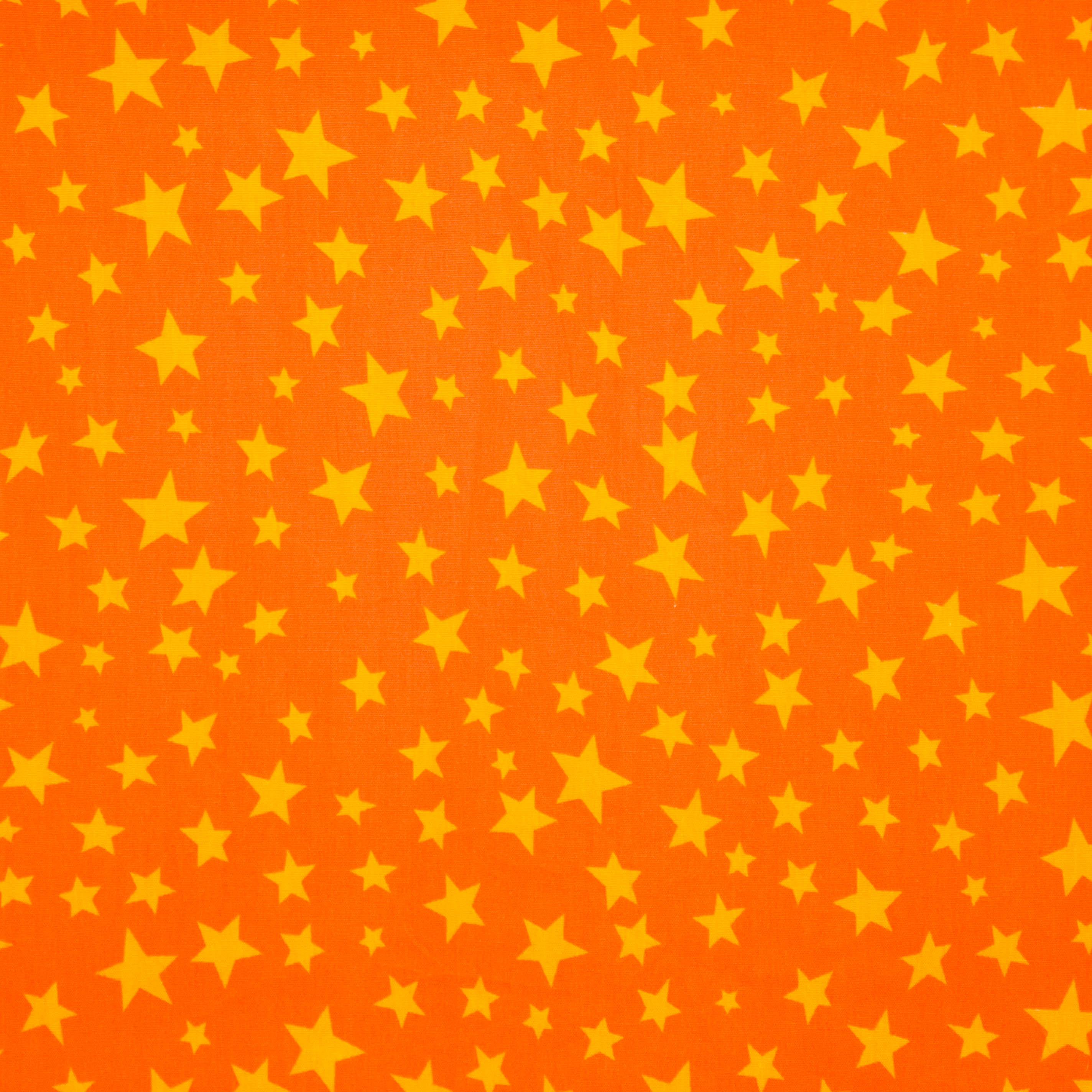 Katoen oranje met gele sterren
